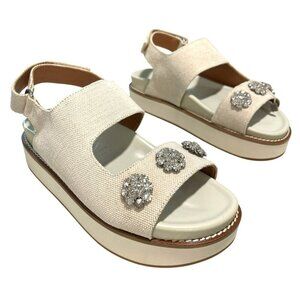 Ganni Cream Jeweled Platform Sandals